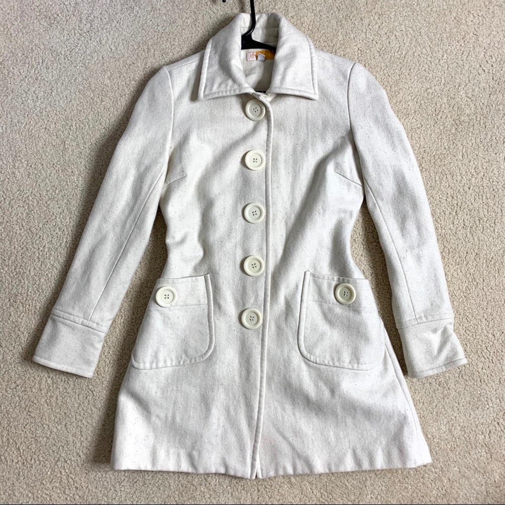 Tulle Anthropology Beige Wool Blend Pea Coat